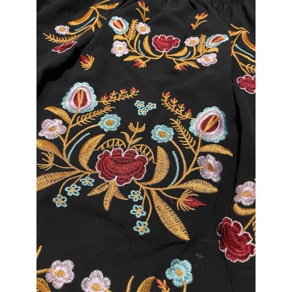 Unbranded Blk W/ Embroidery Pullover Cotton Blend Peasant Blouse Sz L-XL - Picture 3 of 11